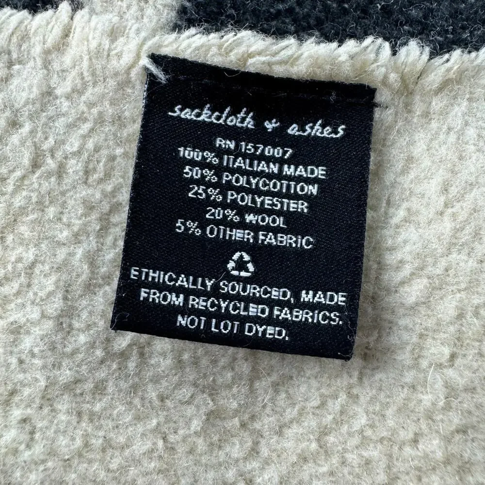 Sackcloth & Ashes Throw Blanket 59x70 Wool Blend Made Italy Striped Fringe